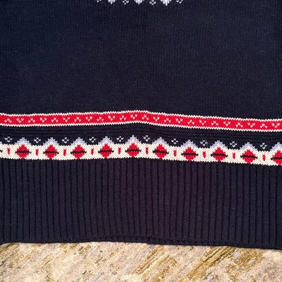 J.Crew NWT Navy Blue/Red Fair Isle Patterned Sweater Lambs Wool Blend Women XXS - Picture 6 of 7